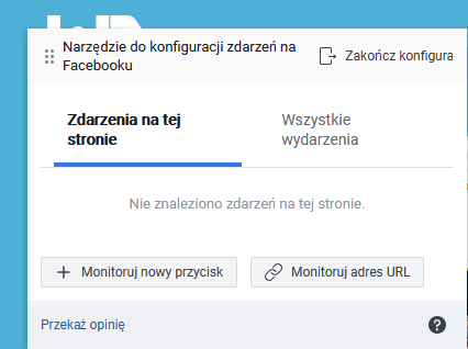 Narzędzie do konfiguracji zdarzeń na Facebooku