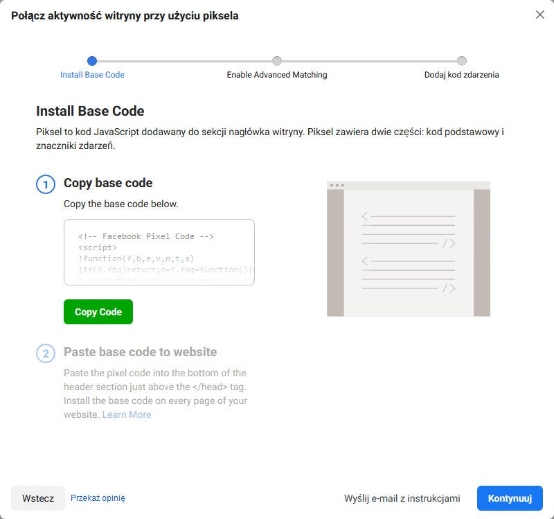 Krok 6 Ręczna instalacja Facebook piksel
