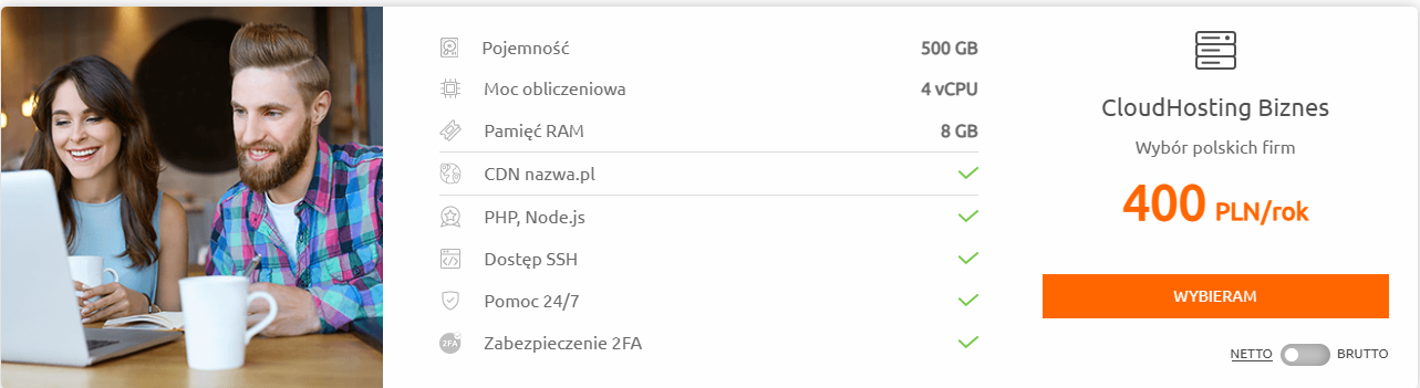 Oferta hostingu CloudHosting Biznes w nazwa.pl na rok 2025