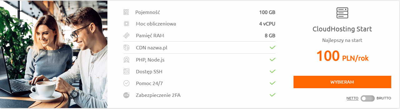 Oferta hostingu CloudHosting Start w nazwa.pl na rok 2025